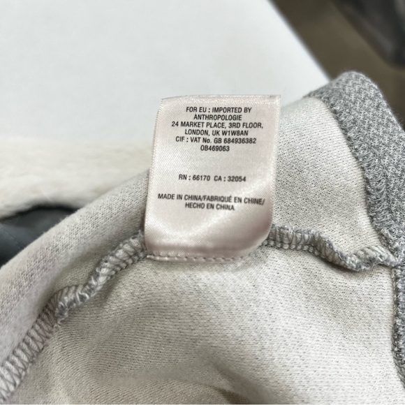 Anthropologie Ambrose Knit Jacket Gray Cream Cardigan Plush Collar Size Medium - Picture 2 of 10